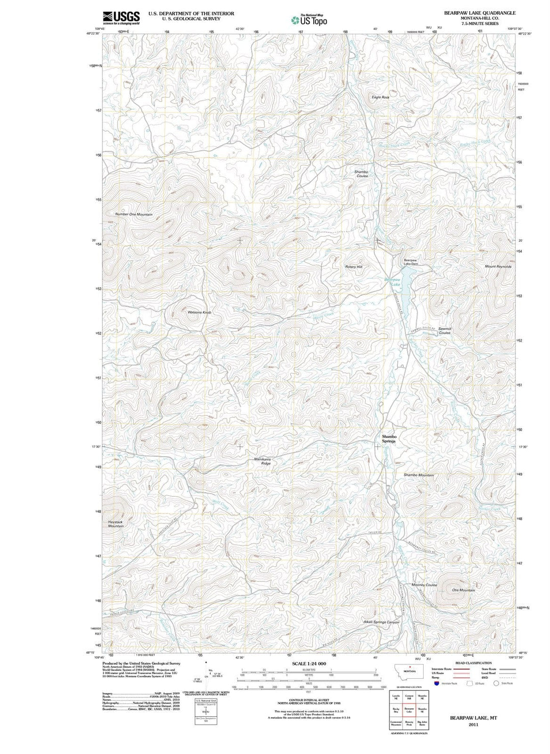 2011 Bearpaw Lake, MT - Montana - USGS Topographic Map