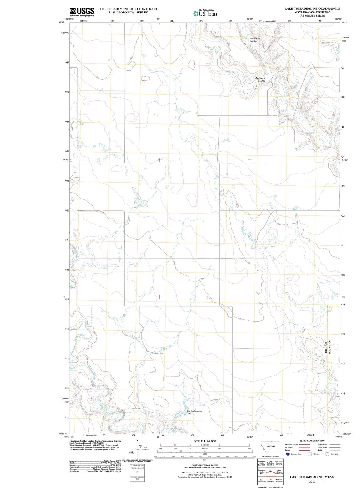 2011 Lake Thibadeau, MT - Montana - USGS Topographic Map