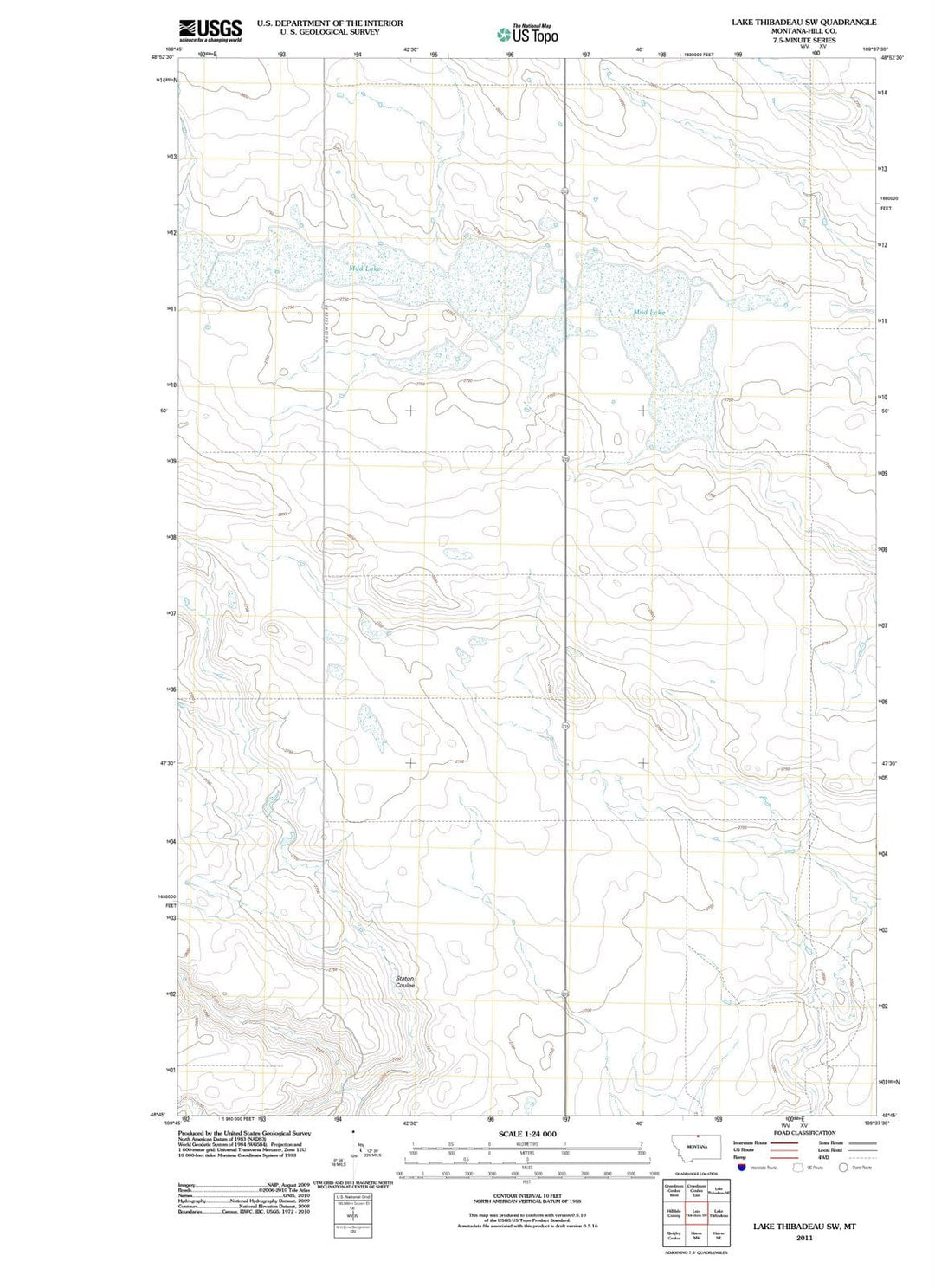 2011 Lake Thibadeau, MT - Montana - USGS Topographic Map