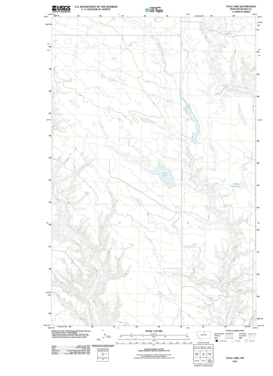 2011 Tule Lake, MT - Montana - USGS Topographic Map