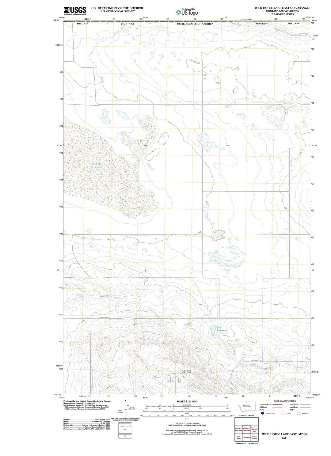 2011 Wild Horse Lake East, MT - Montana - USGS Topographic Map