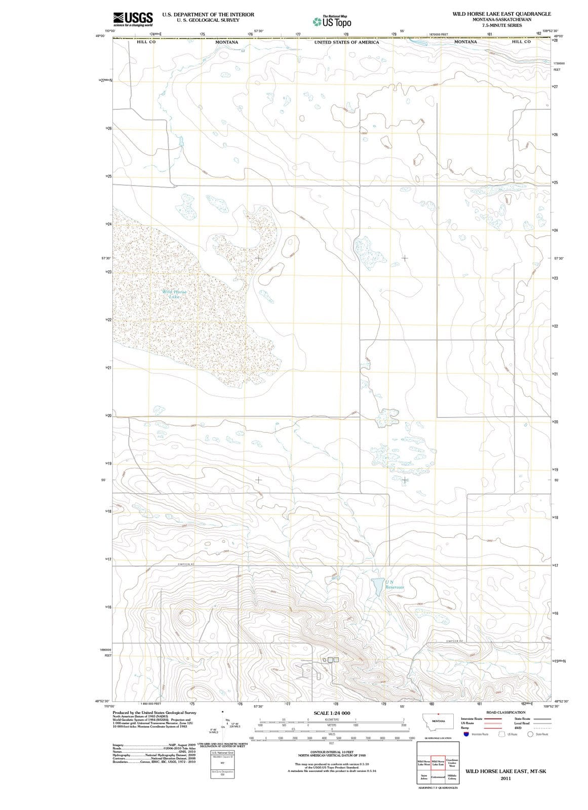 2011 Wild Horse Lake East, MT - Montana - USGS Topographic Map