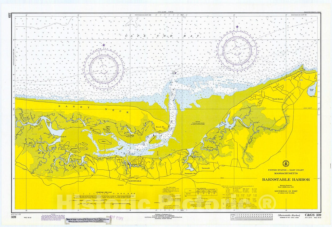 Historic Nautical Map - Barnstable Harbor, 1971 NOAA Chart - Vintage Wall Art