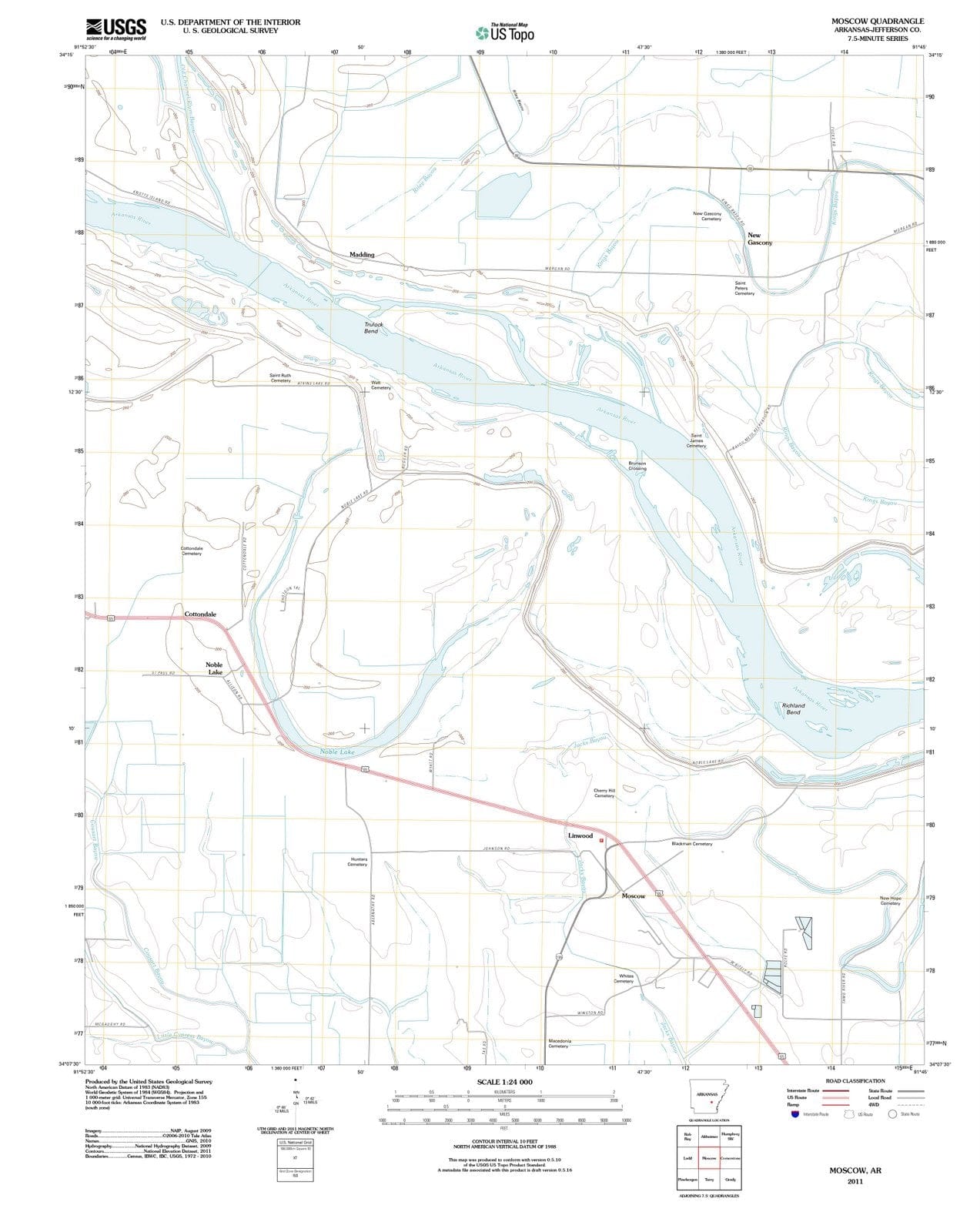 2011 Moscow, AR - Arkansas - USGS Topographic Map