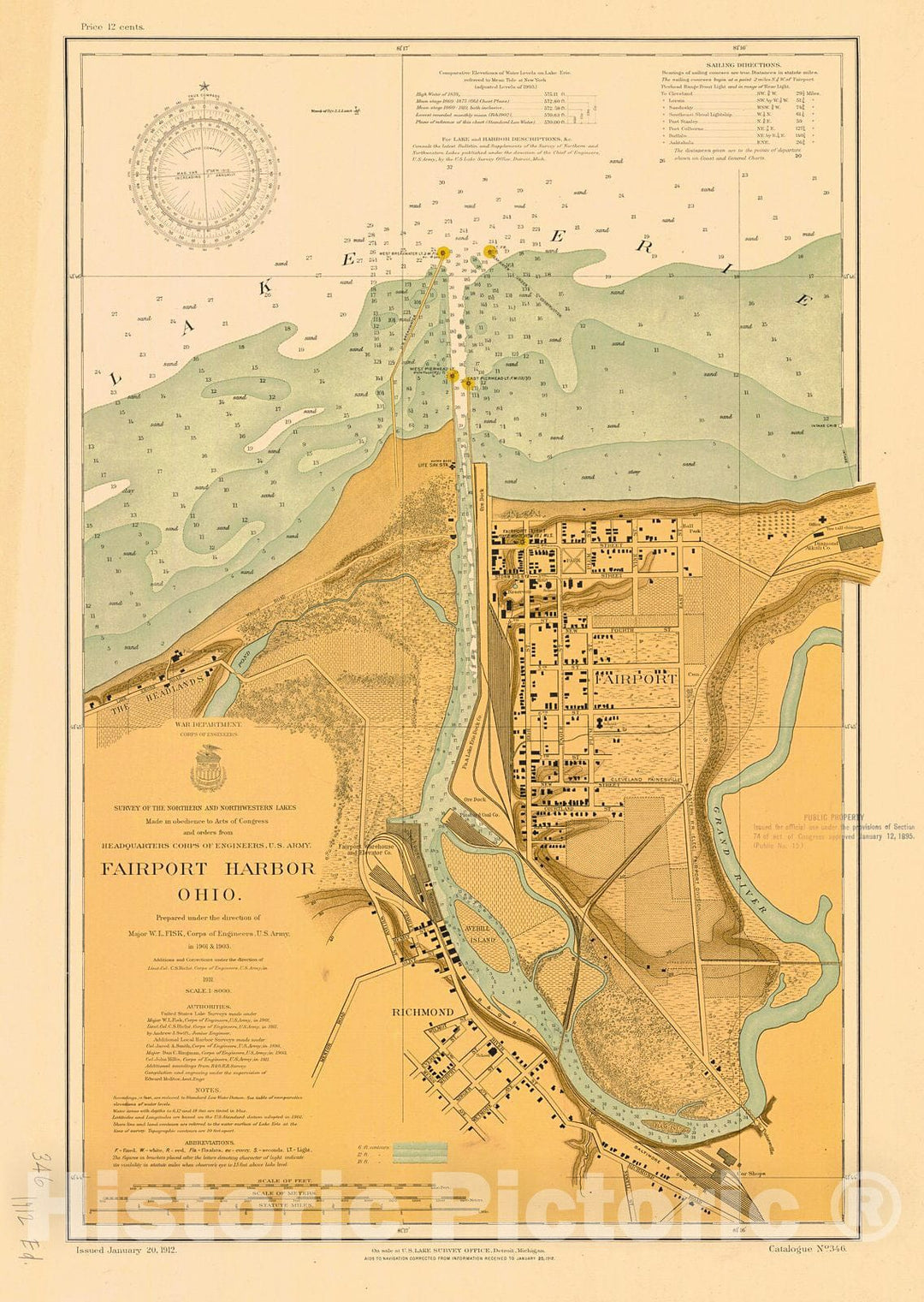 Historic Nautical Map - Fairport Harbor, Ohio, 1912 NOAA Chart - Vintage Wall Art