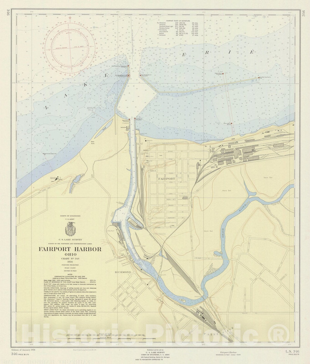 Historic Nautical Map - Fairport Harbor, 1956 NOAA Chart - Vintage Wall Art