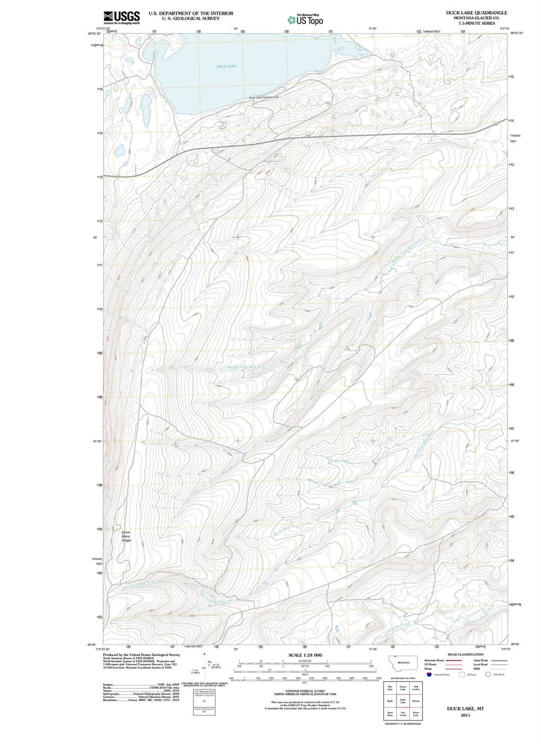 2011 Duck Lake, MT - Montana - USGS Topographic Map