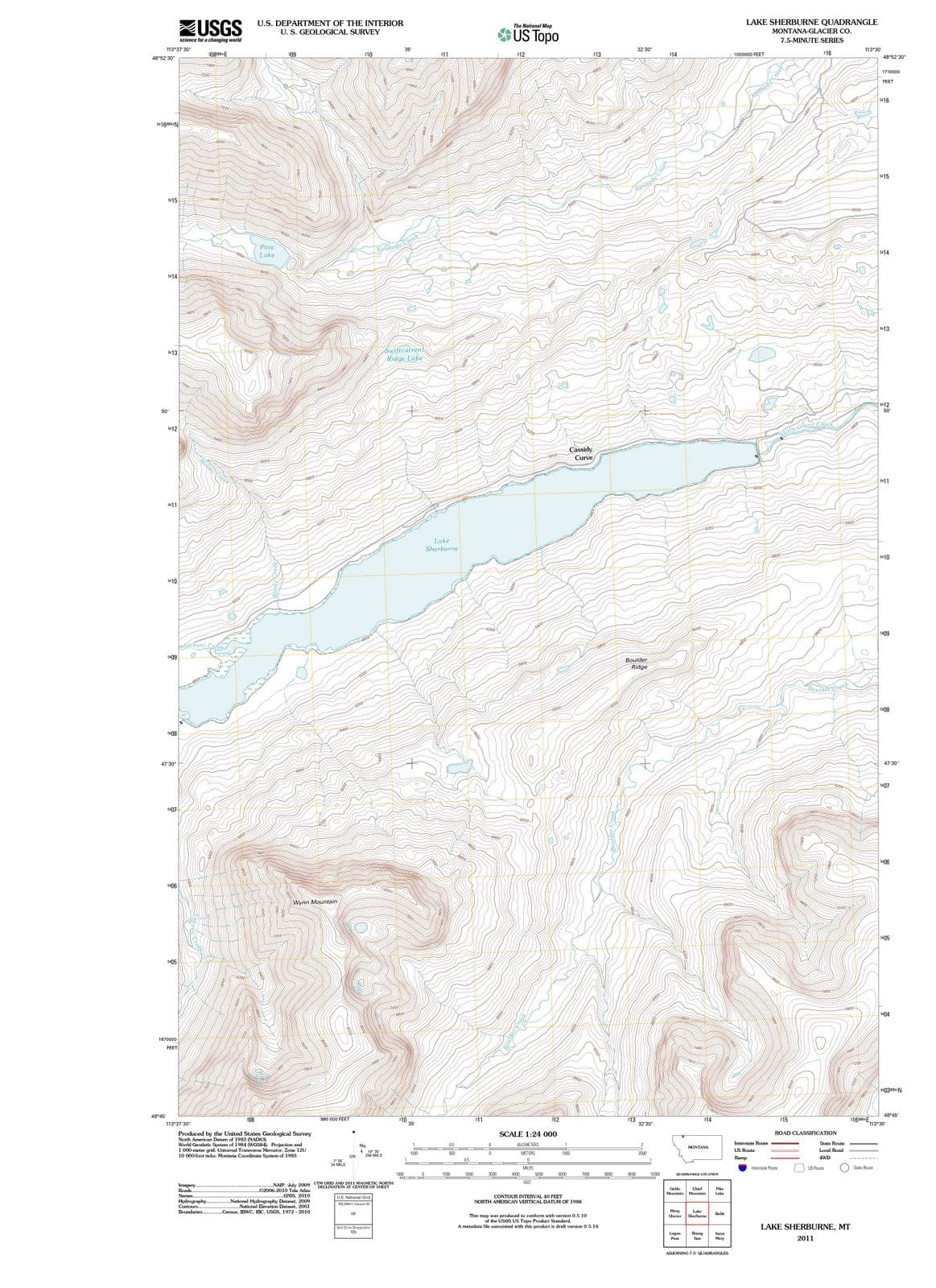 2011 Lake Sherburne, MT - Montana - USGS Topographic Map