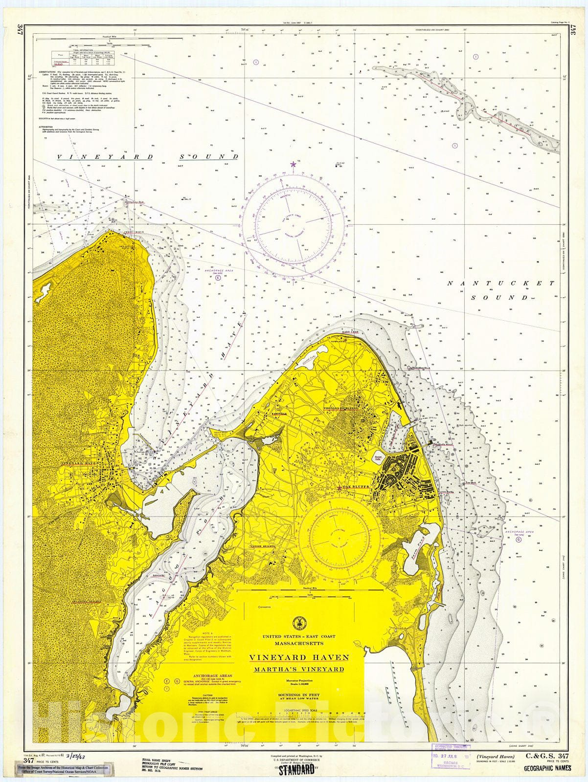 Historic Nautical Map - Vineyard Haven, 1963 NOAA Chart - Vintage Wall Art