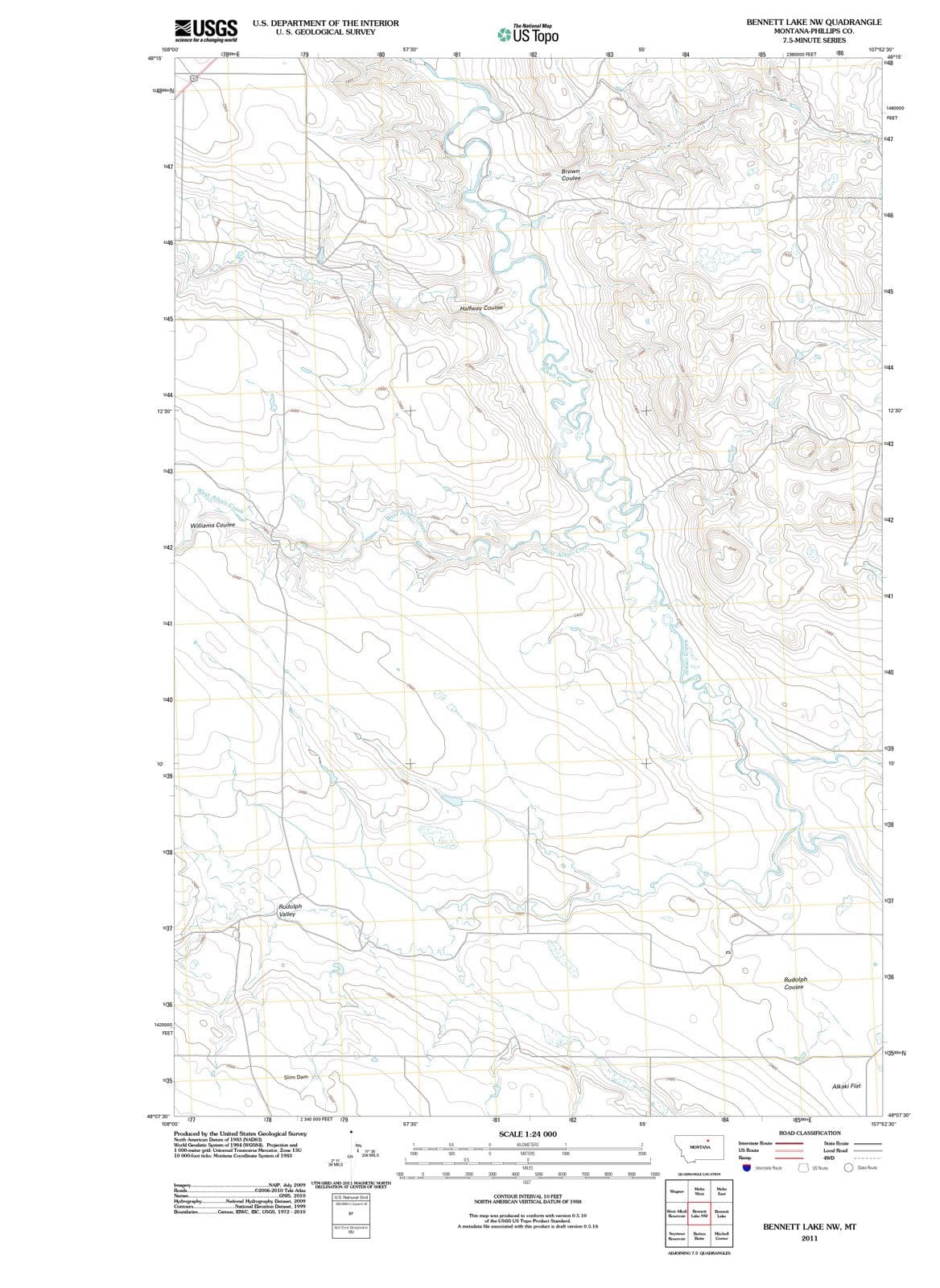 2011 Bennett Lake, MT - Montana - USGS Topographic Map