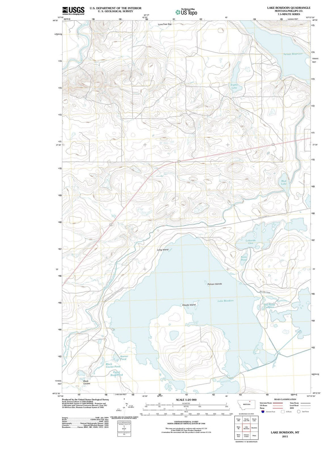 2011 Lake Bowdoin, MT - Montana - USGS Topographic Map