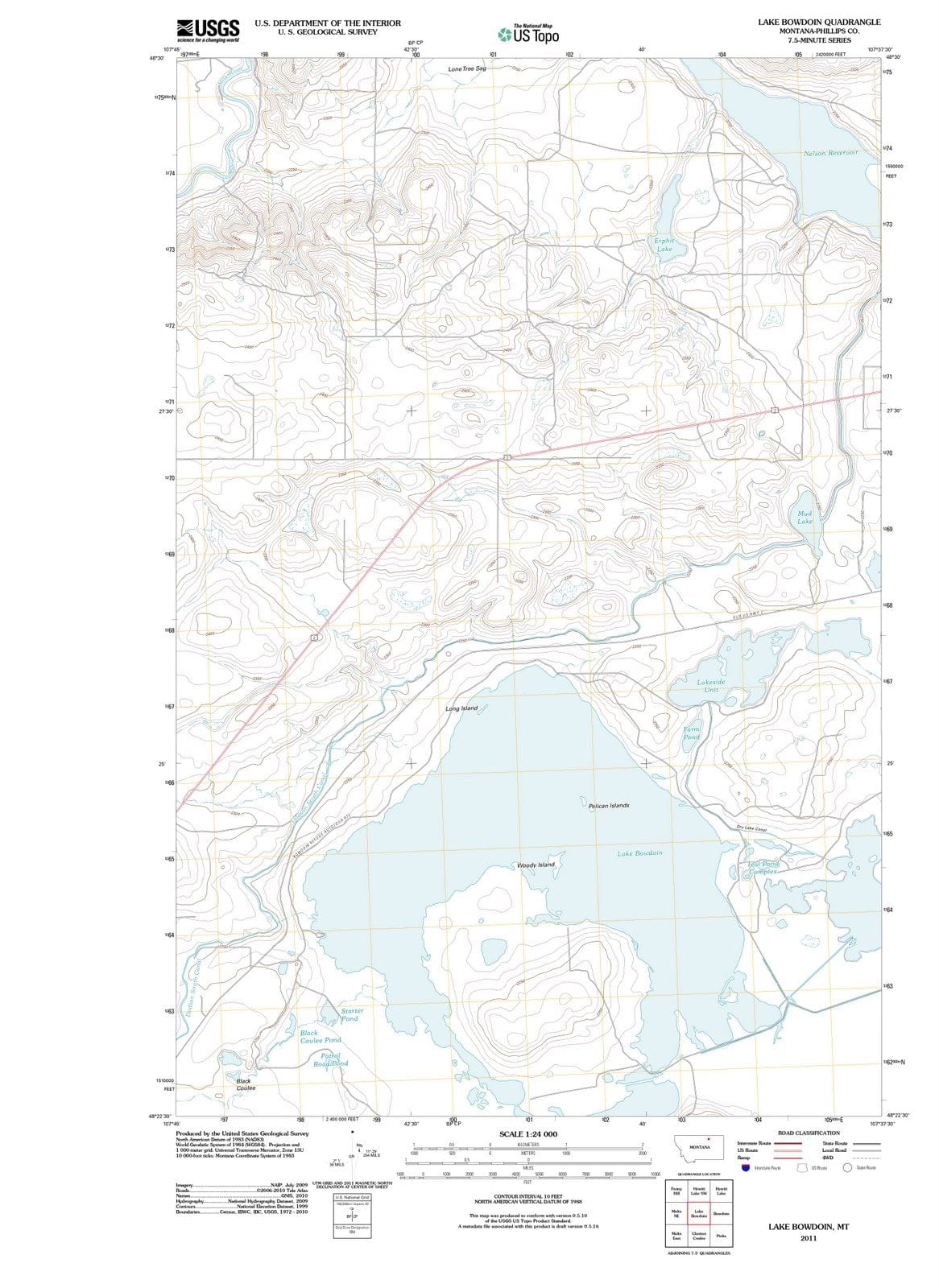 2011 Lake Bowdoin, MT - Montana - USGS Topographic Map