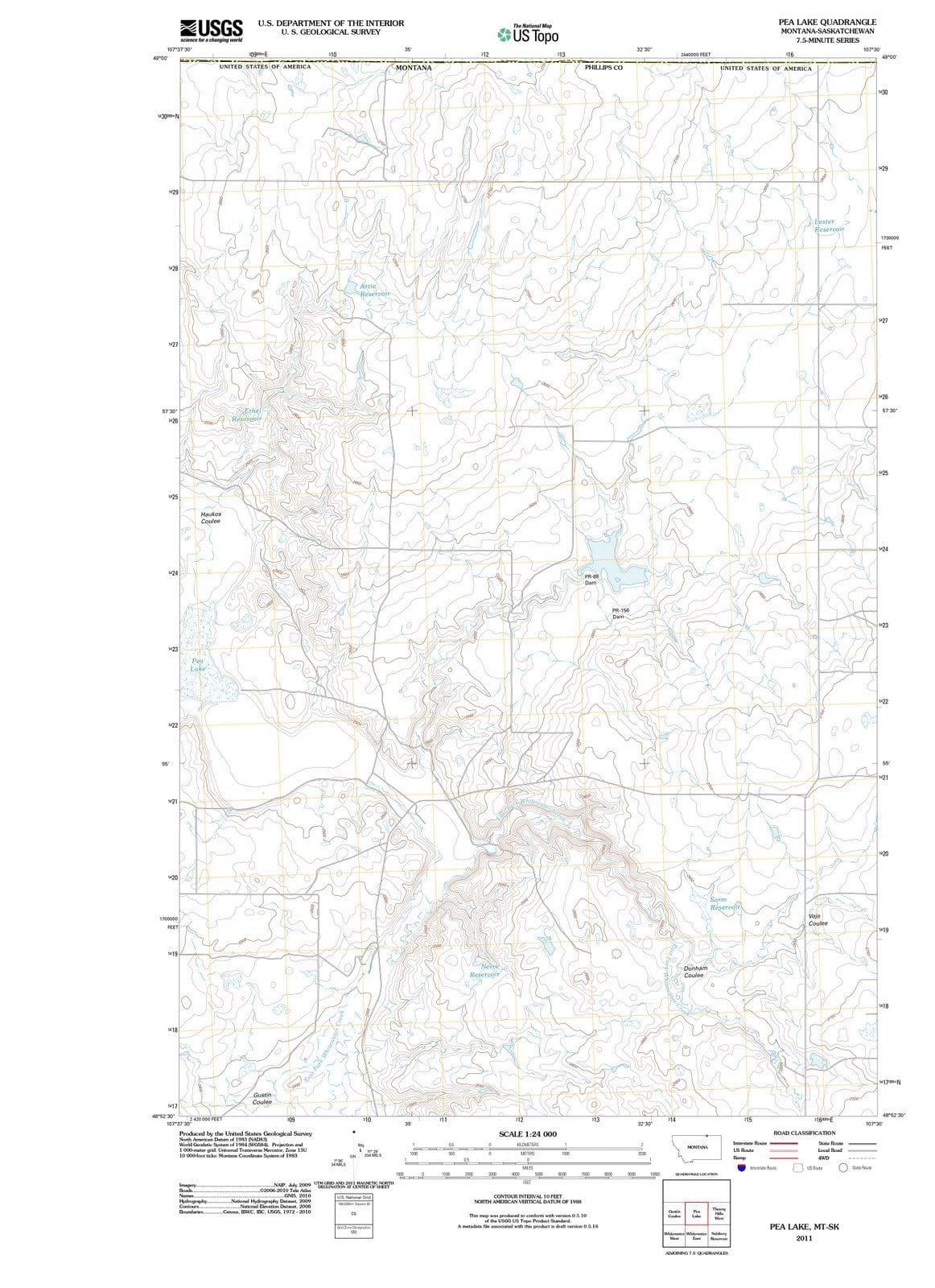 2011 Pea Lake, MT - Montana - USGS Topographic Map