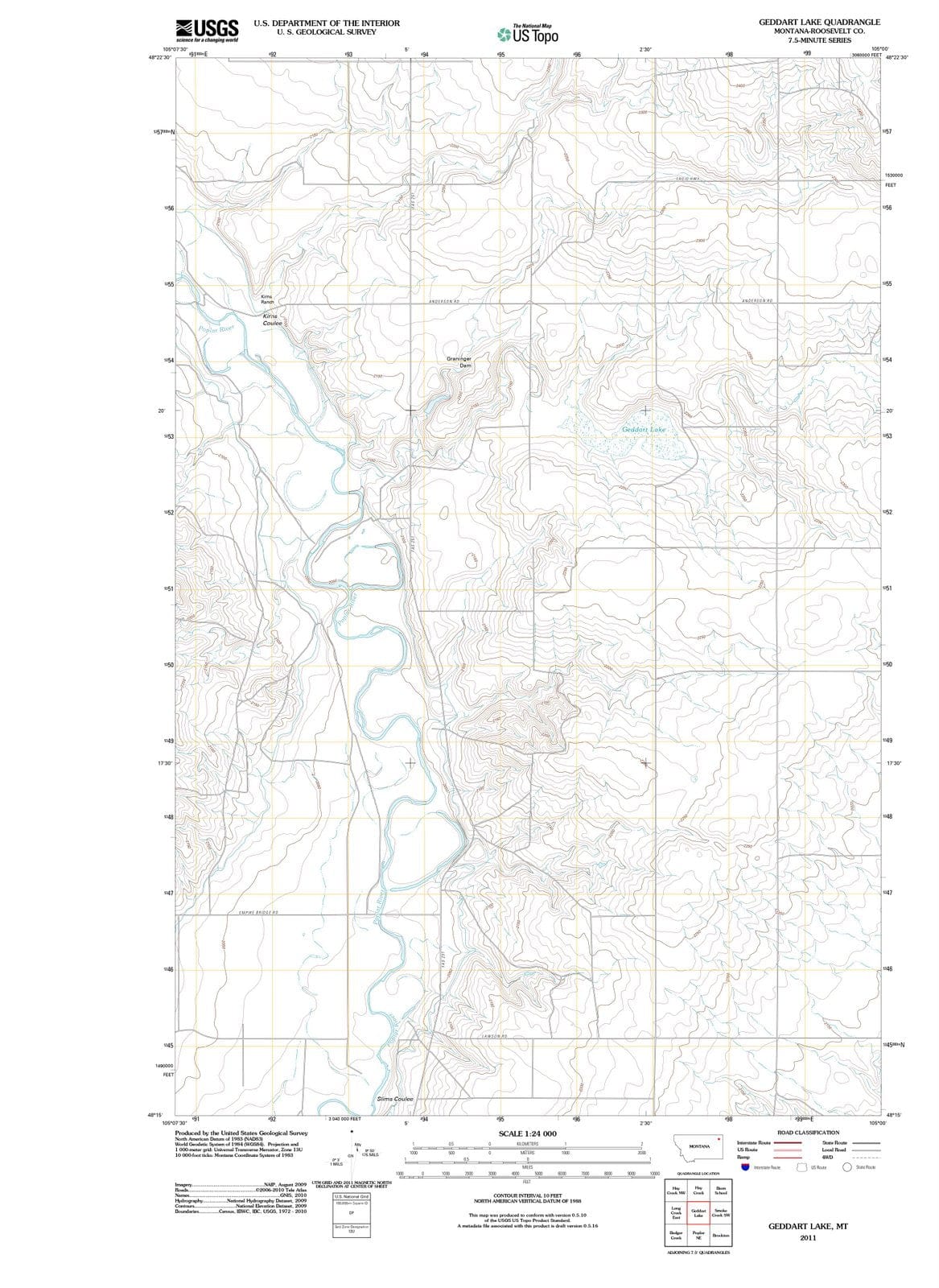 2011 Geddart Lake, MT - Montana - USGS Topographic Map