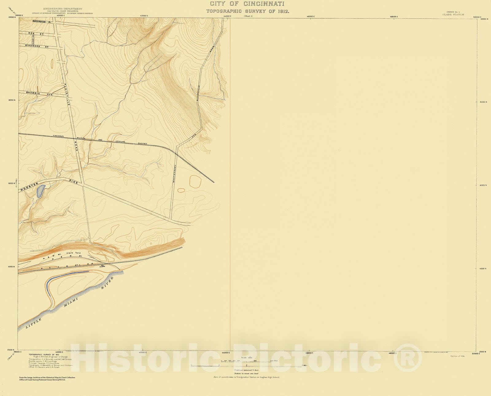 Historic Nautical Map - City Of Cincinnati, Sheet 2, 1912 NOAA Topographic - Vintage Wall Art