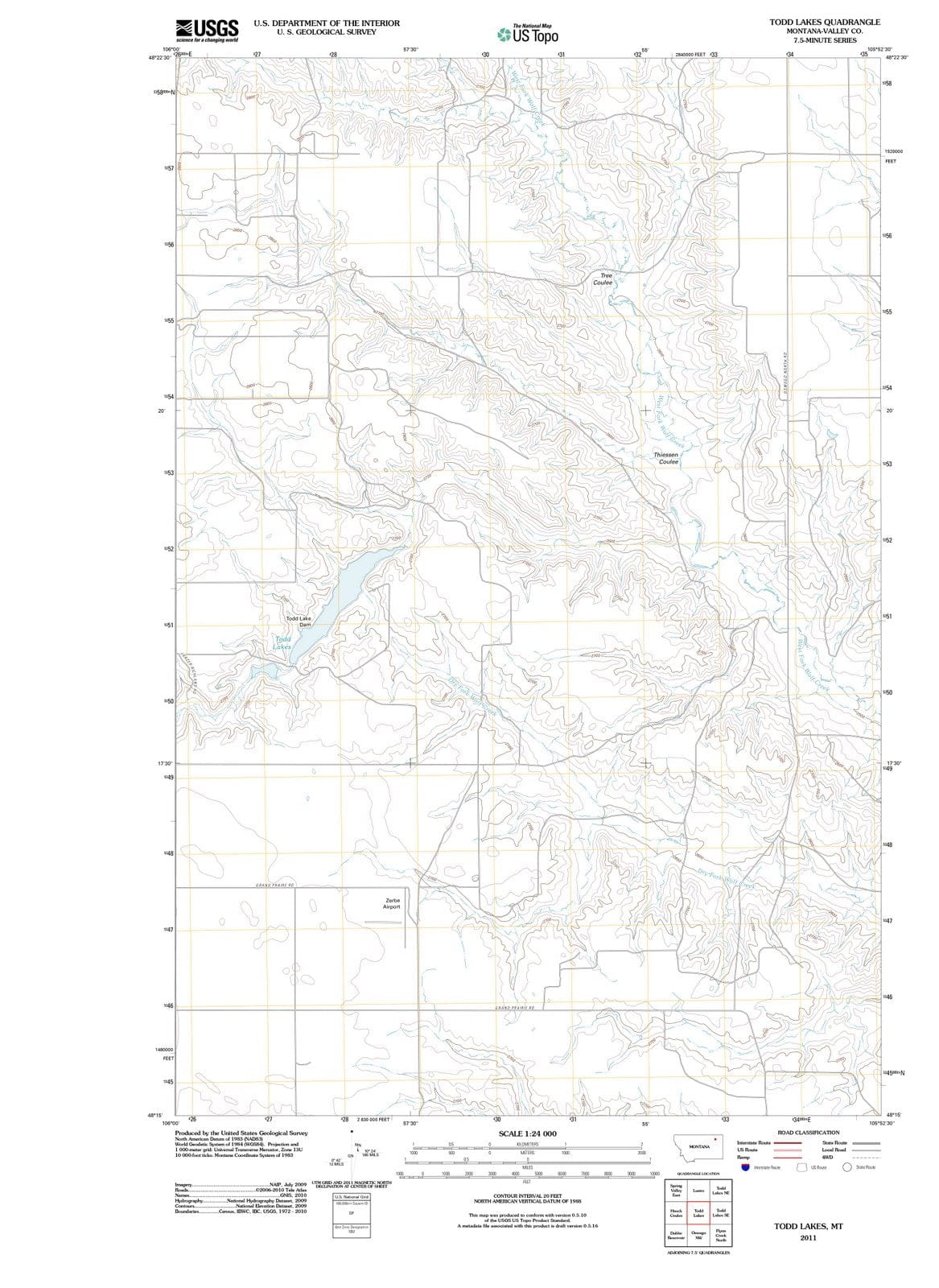 2011 Todd Lakes, MT - Montana - USGS Topographic Map