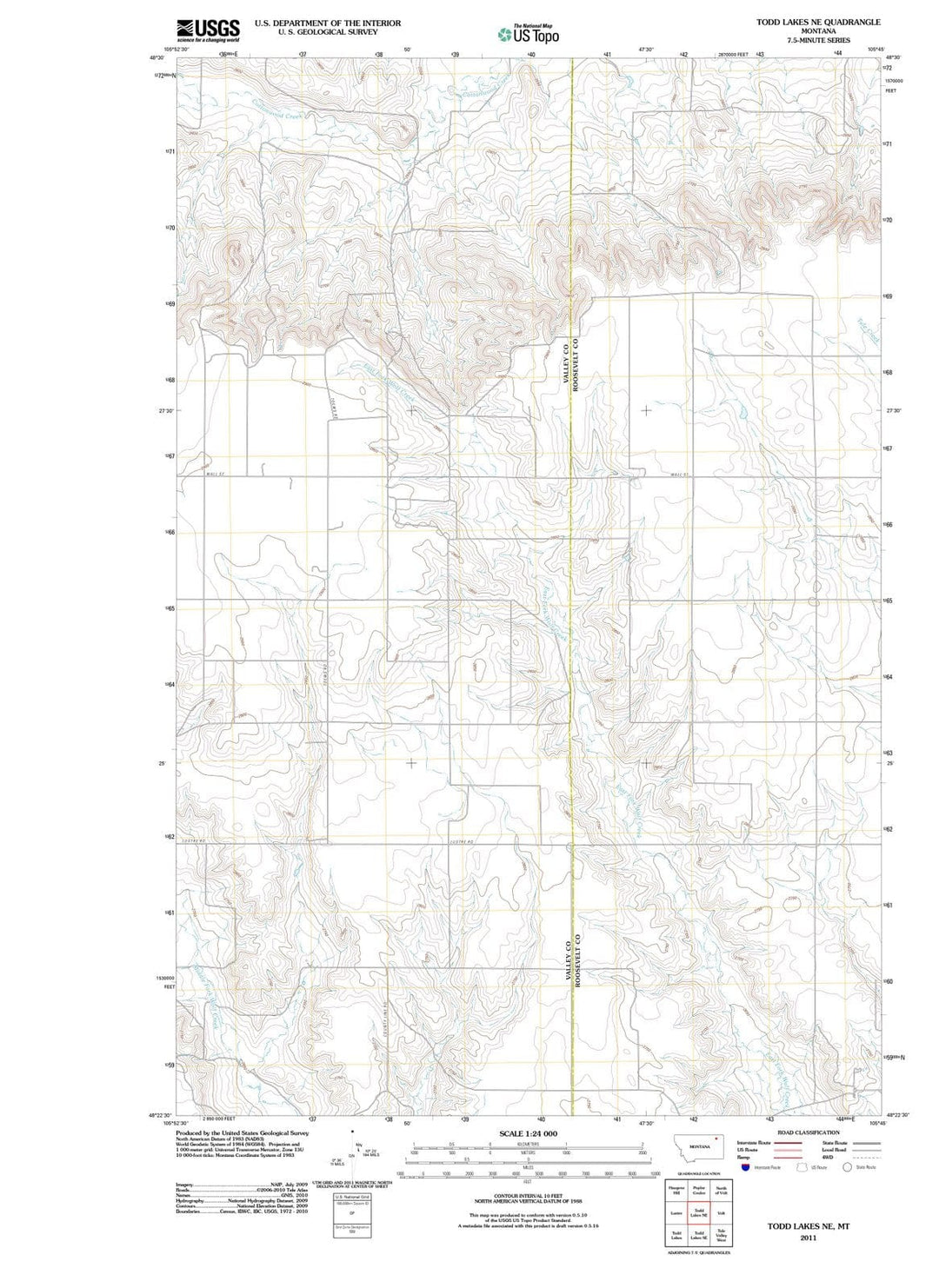 2011 Todd Lakes, MT - Montana - USGS Topographic Map