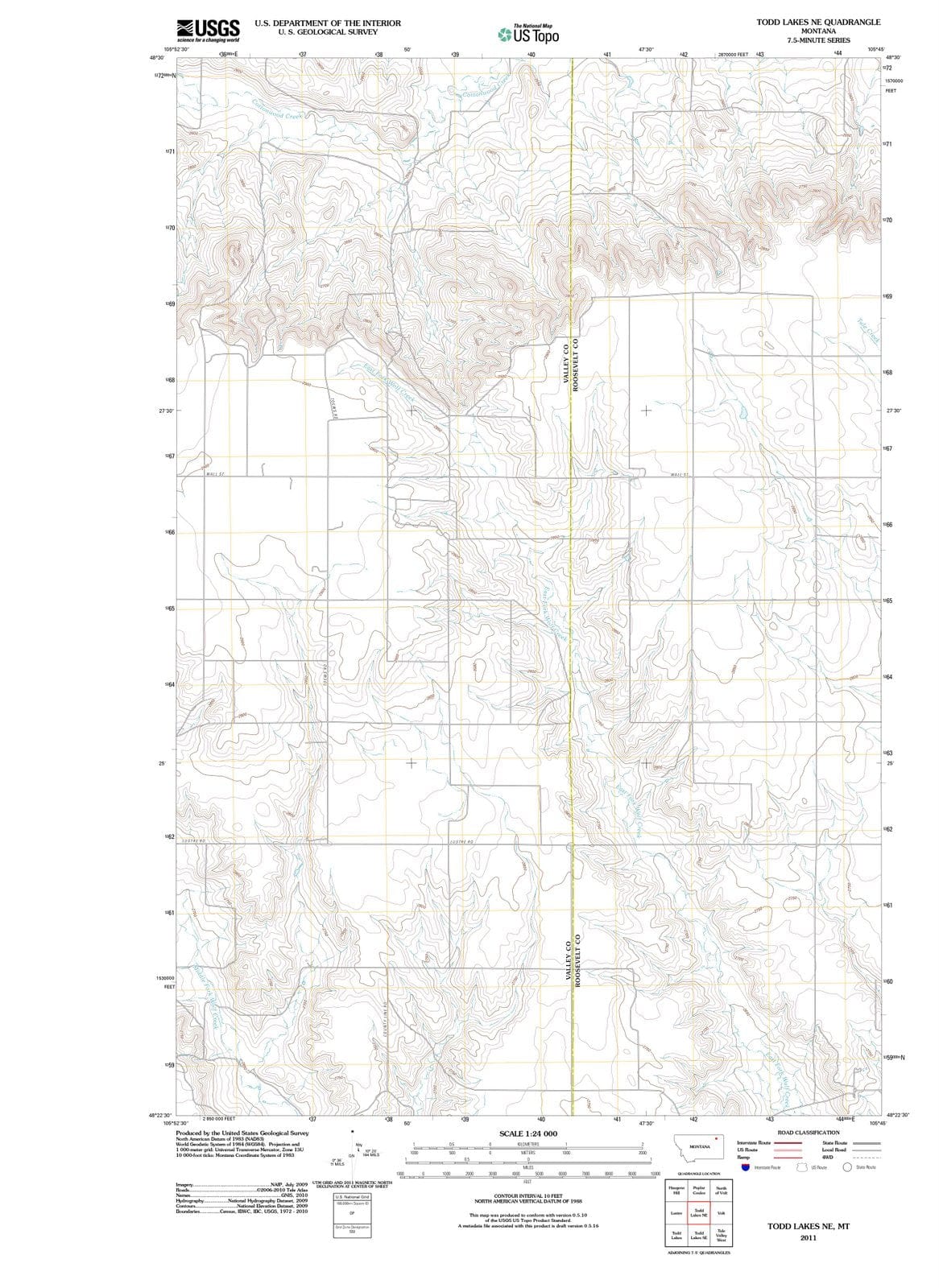 2011 Todd Lakes, MT - Montana - USGS Topographic Map