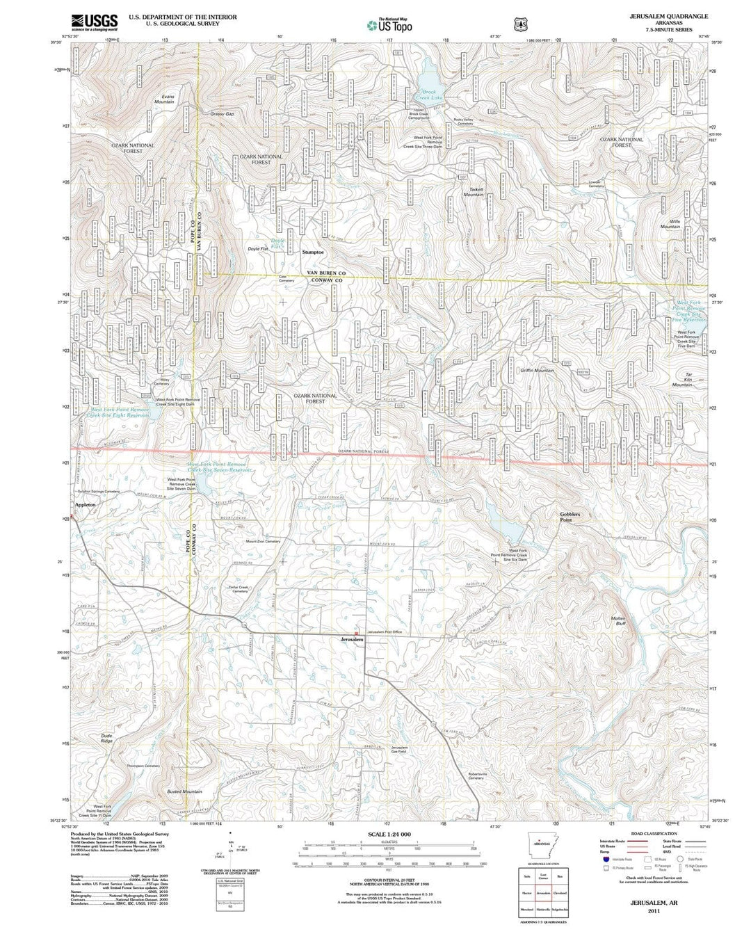 2011 Jerusalem, AR - Arkansas - USGS Topographic Map