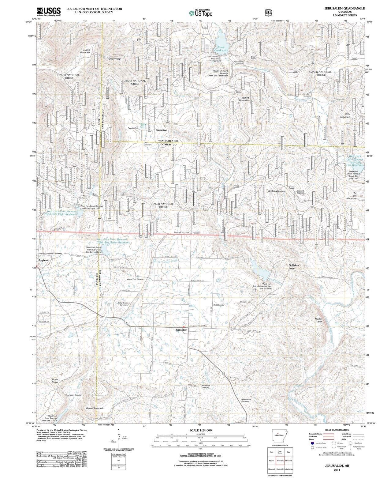 2011 Jerusalem, AR - Arkansas - USGS Topographic Map