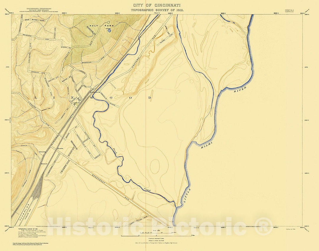 Historic Nautical Map - City Of Cincinnati, Sheet 8, 1912 NOAA Topographic - Vintage Wall Art