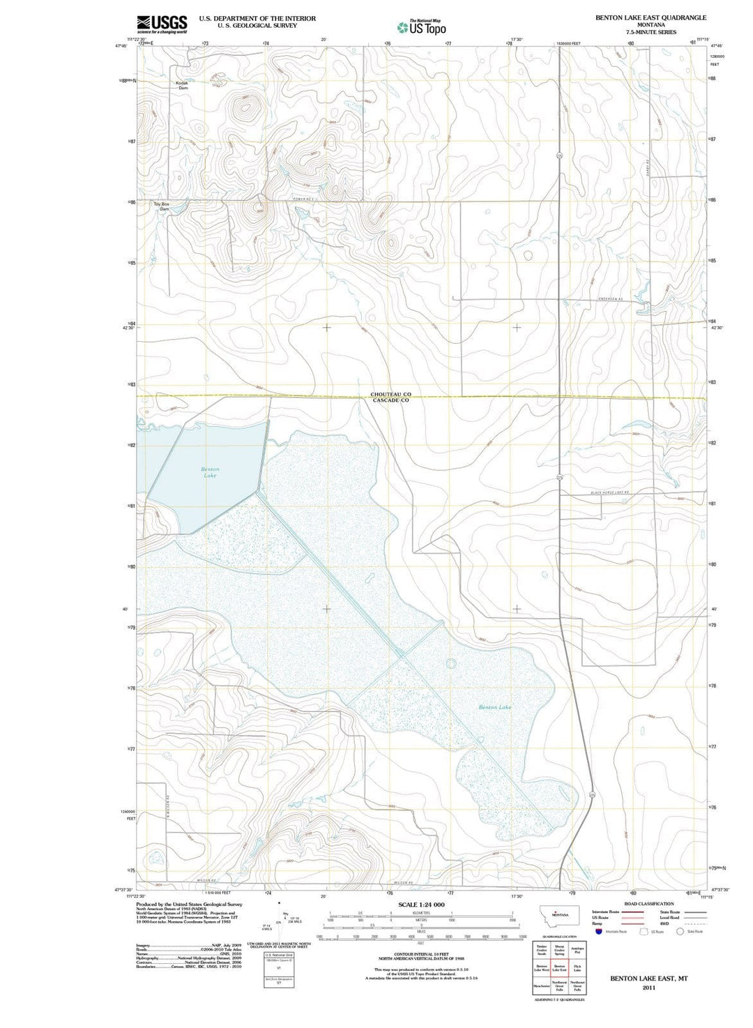 2011 Benton Lake East, MT - Montana - USGS Topographic Map