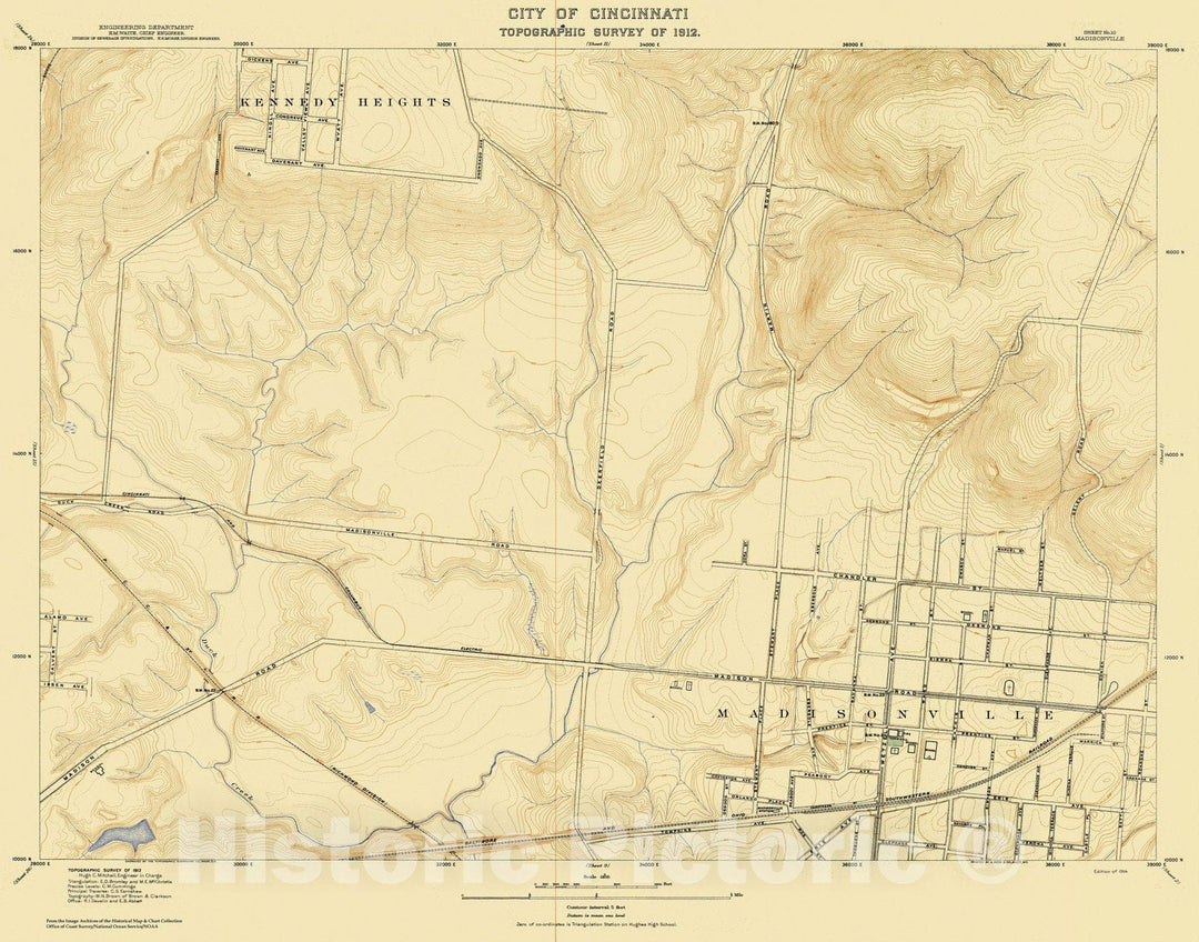 Historic Nautical Map - City Of Cincinnati, Sheet 10, 1912 NOAA Topographic - Vintage Wall Art