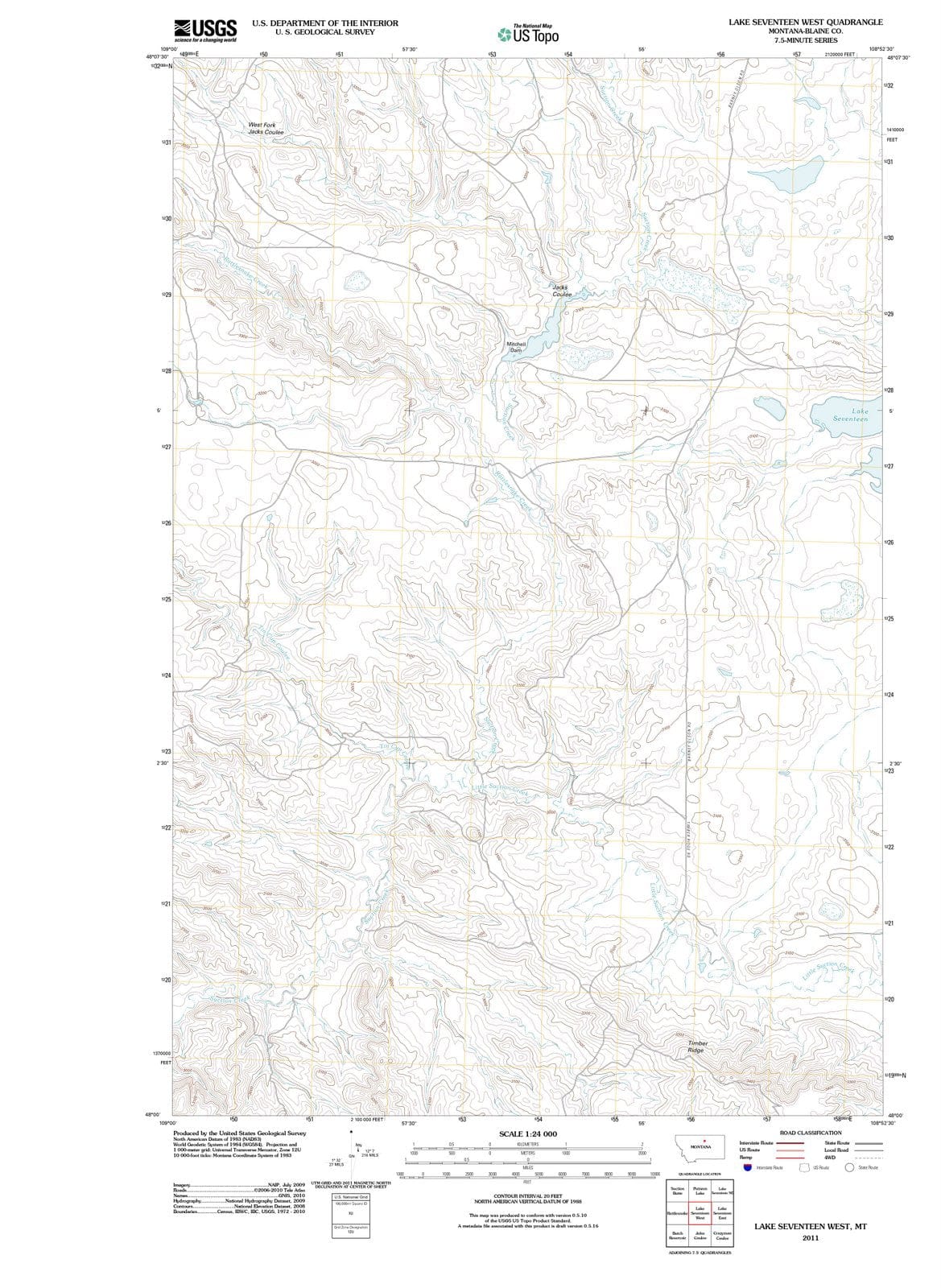 2011 Lakeventeen West, MT - Montana - USGS Topographic Map