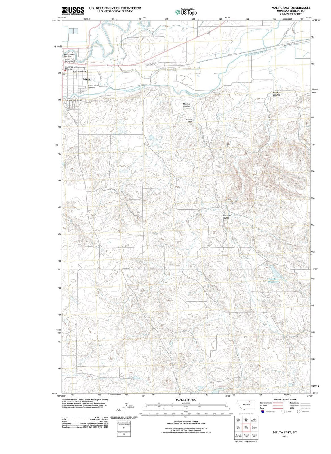 2011 Malta East, MT - Montana - USGS Topographic Map