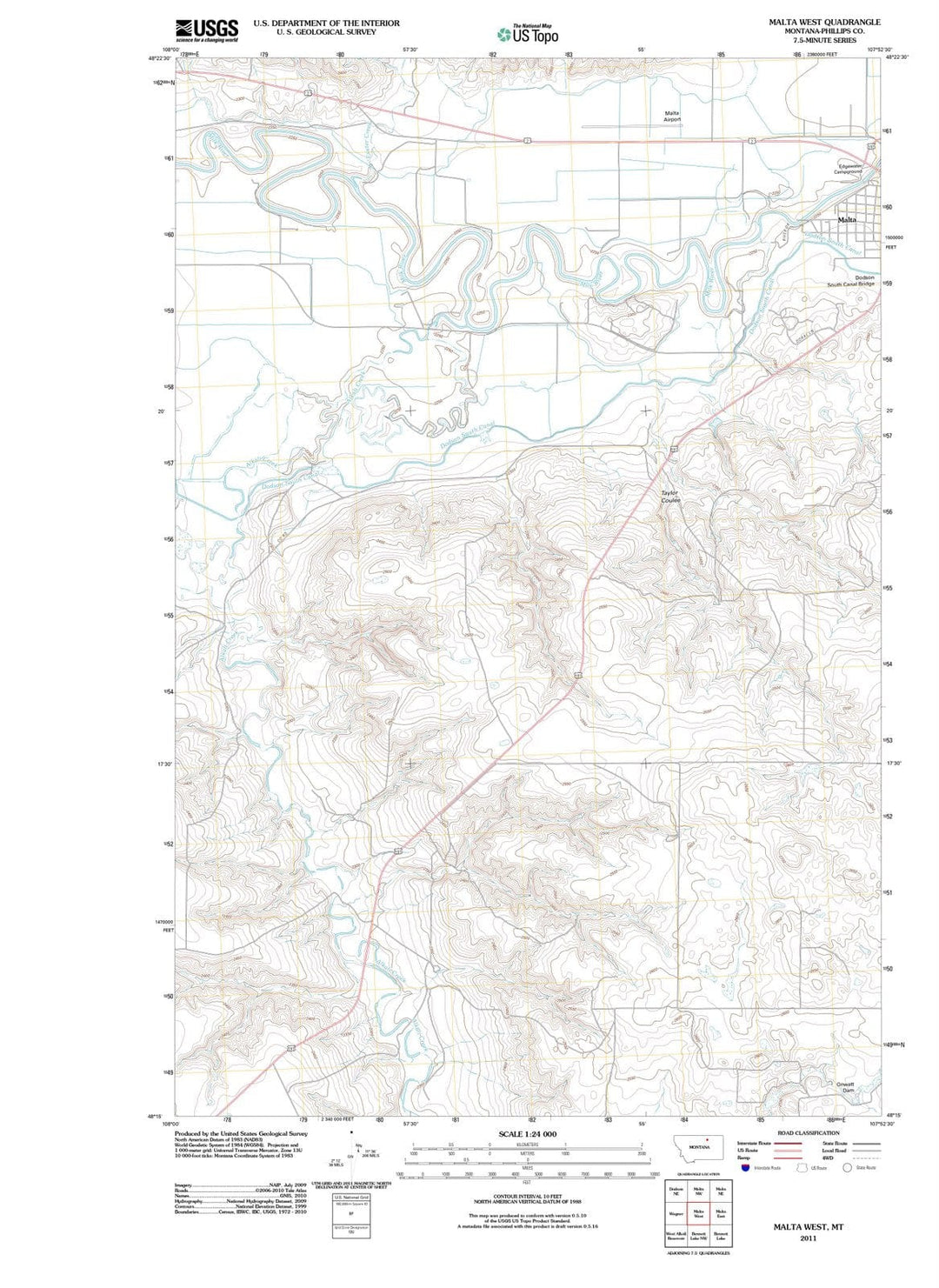 2011 Malta West, MT - Montana - USGS Topographic Map