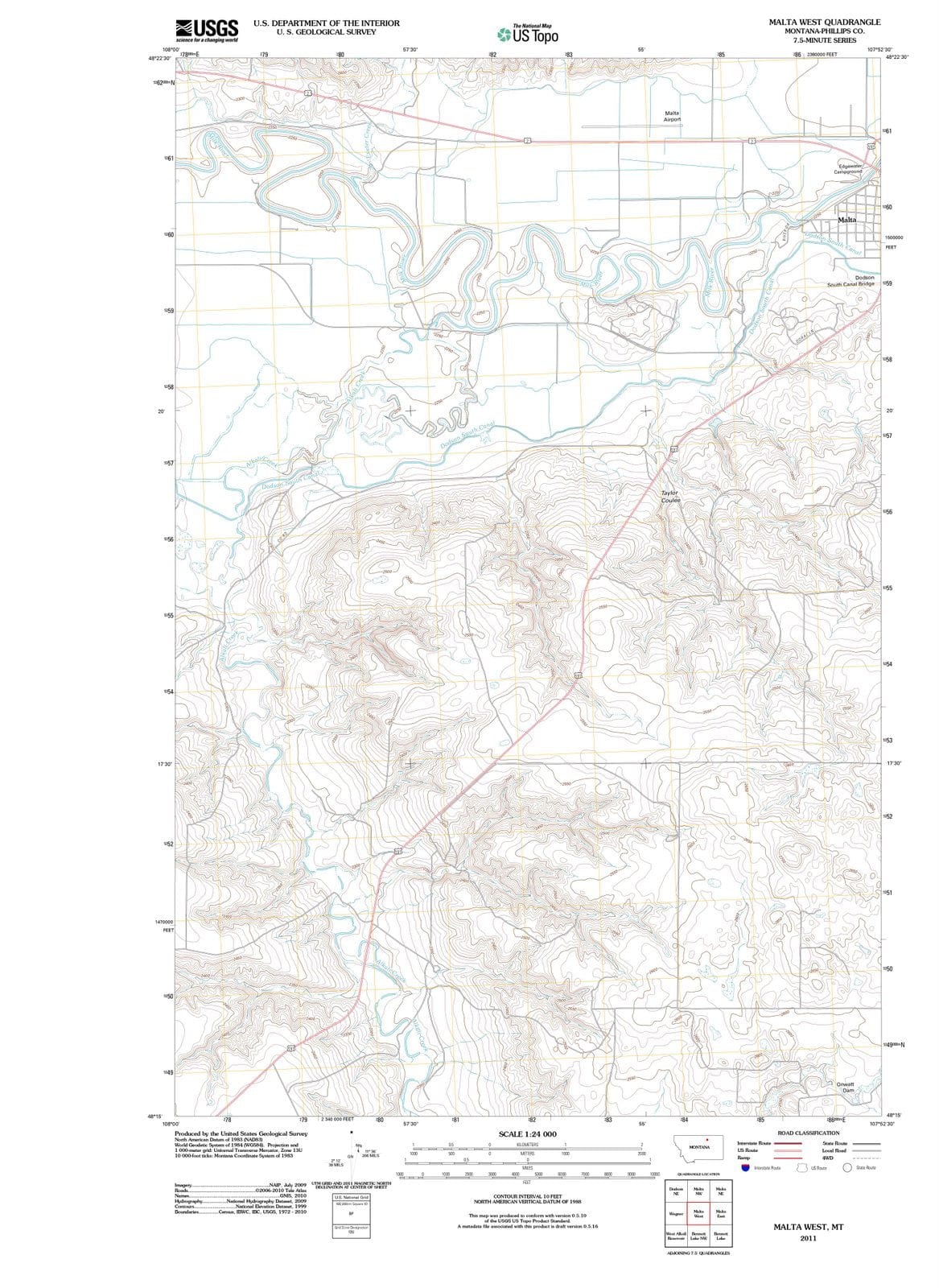 2011 Malta West, MT - Montana - USGS Topographic Map