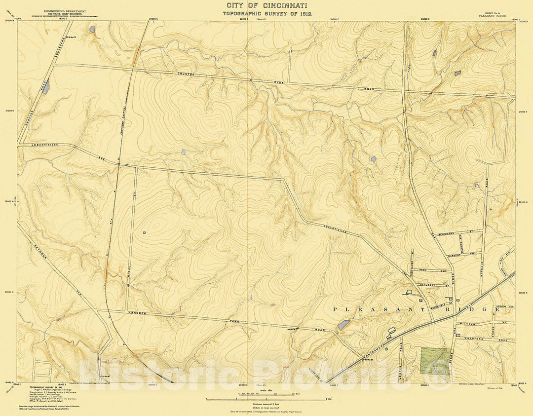 Historic Nautical Map - City Of Cincinnati, Sheet 14, 1912 NOAA Topographic - Vintage Wall Art