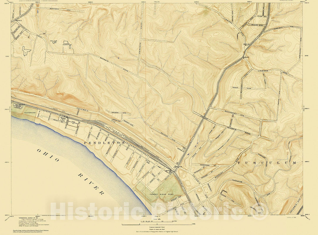 Historic Nautical Map - City Of Cincinnati, Sheet 17, 1912 NOAA Topographic - Vintage Wall Art