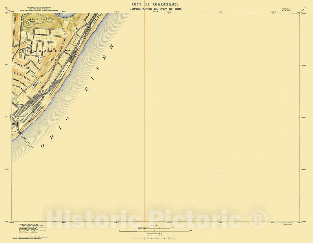 Historic Nautical Map - City Of Cincinnati, Sheet 18, 1912 NOAA Topographic - Vintage Wall Art