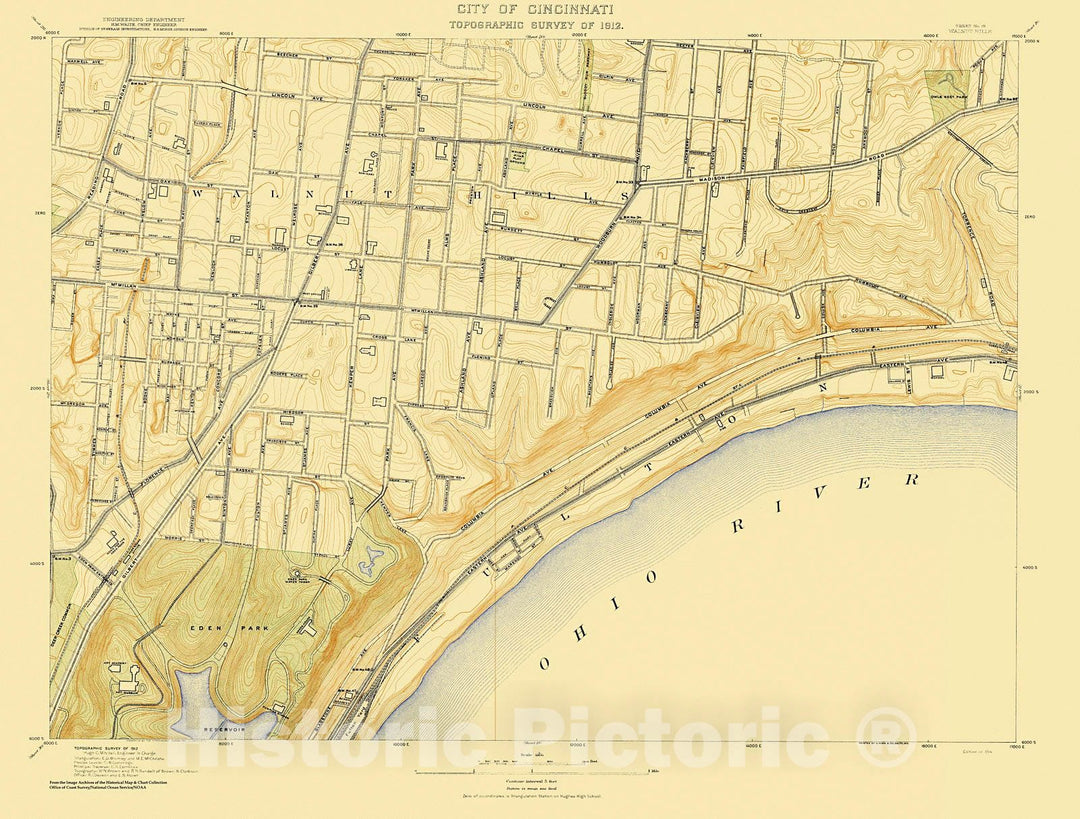 Historic Nautical Map - City Of Cincinnati, Sheet 19, 1912 NOAA Topographic - Vintage Wall Art