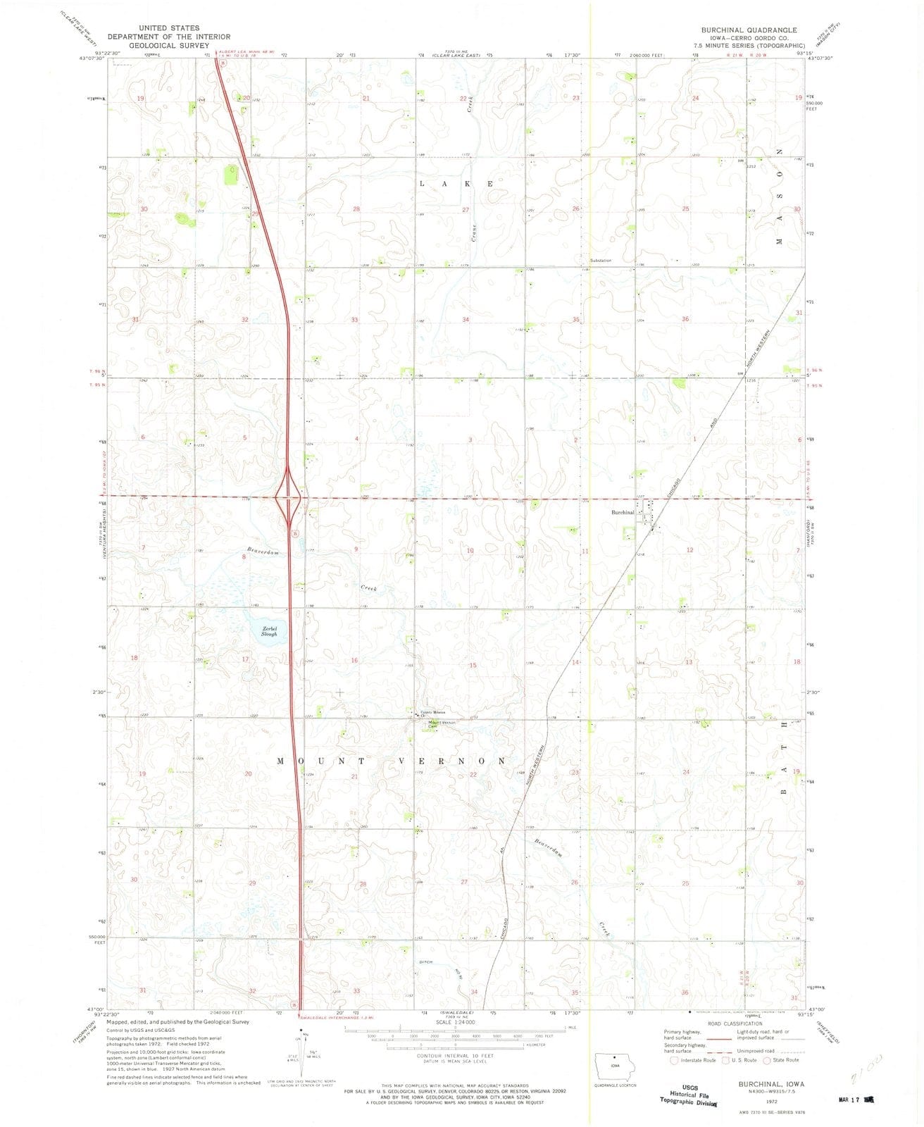 1972 Burchinal, IA - Iowa - USGS Topographic Map