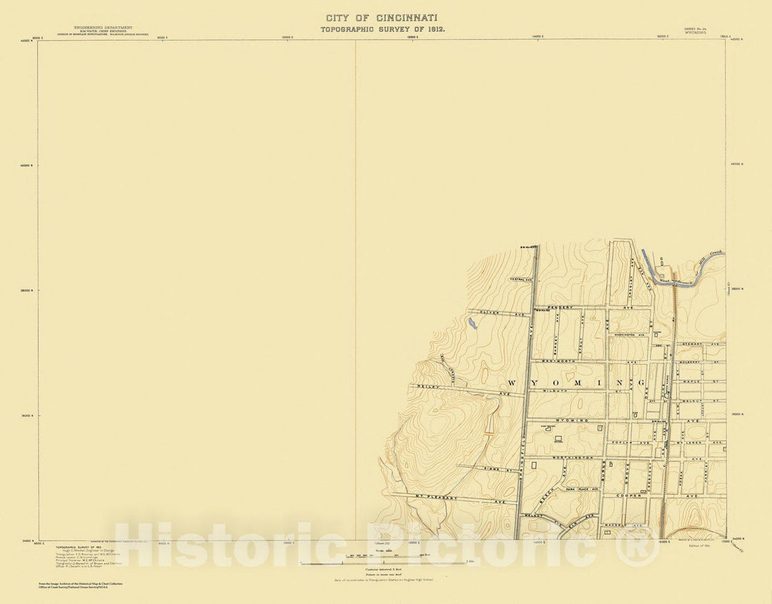 Historic Nautical Map - City Of Cincinnati, Sheet 24, 1912 NOAA Topographic - Vintage Wall Art