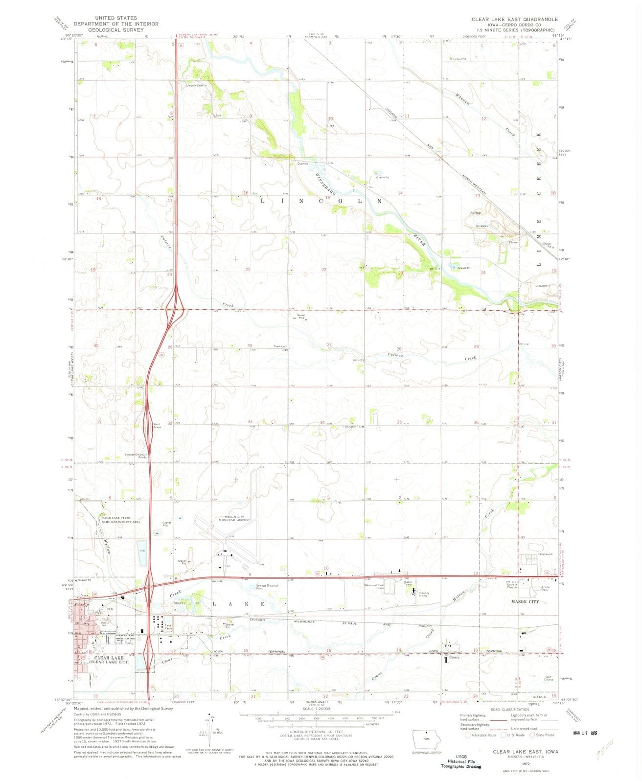 1972 Clear Lake East, IA - Iowa - USGS Topographic Map