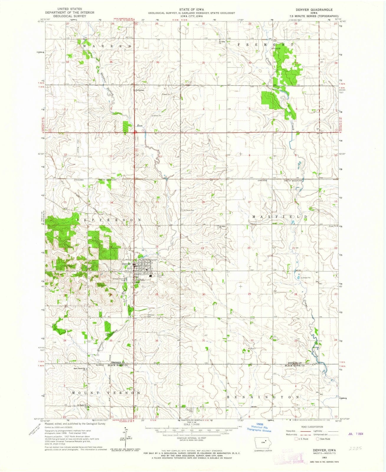 1963 Denver, IA - Iowa - USGS Topographic Map