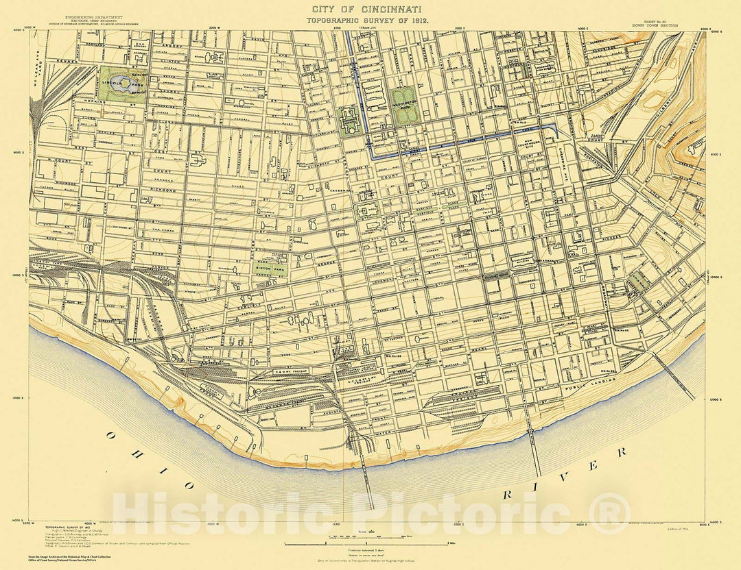 Historic Nautical Map - City Of Cincinnati, Sheet 30, 1912 NOAA Topographic - Vintage Wall Art