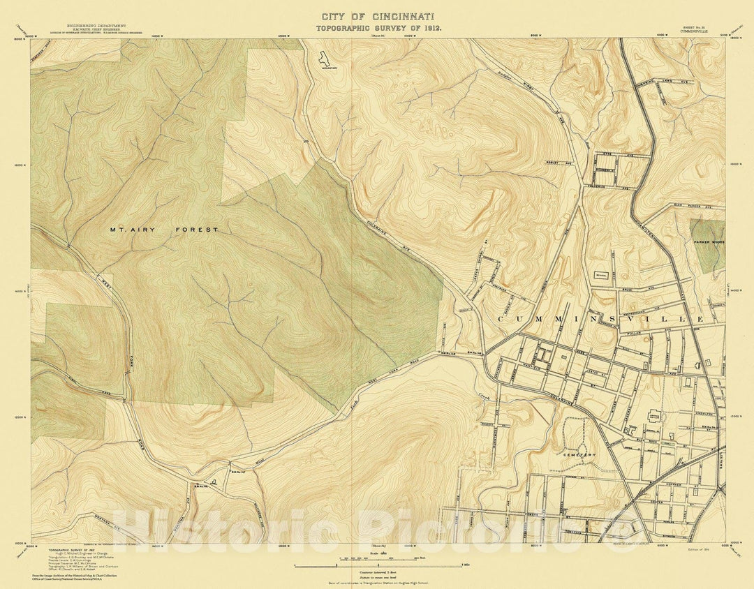 Historic Nautical Map - City Of Cincinnati, Sheet 35, 1912 NOAA Topographic - Vintage Wall Art