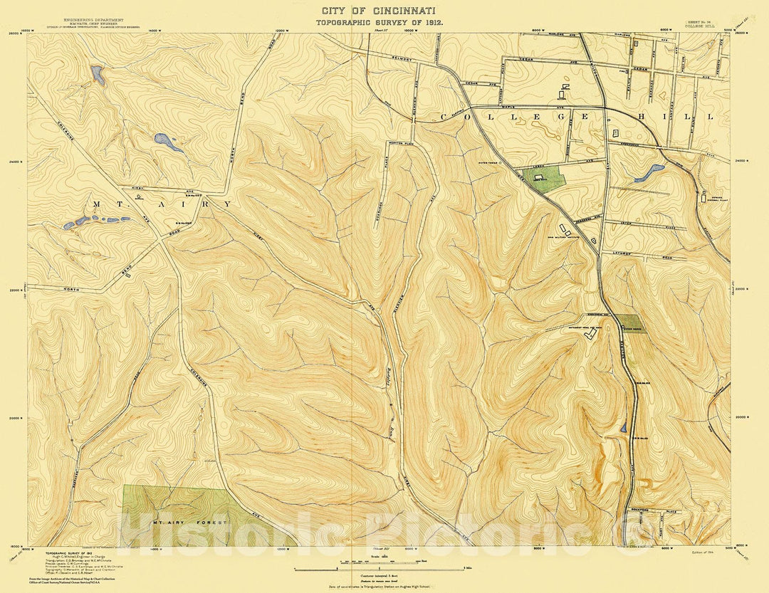 Historic Nautical Map - City Of Cincinnati, Sheet 36, 1912 NOAA Topographic - Vintage Wall Art