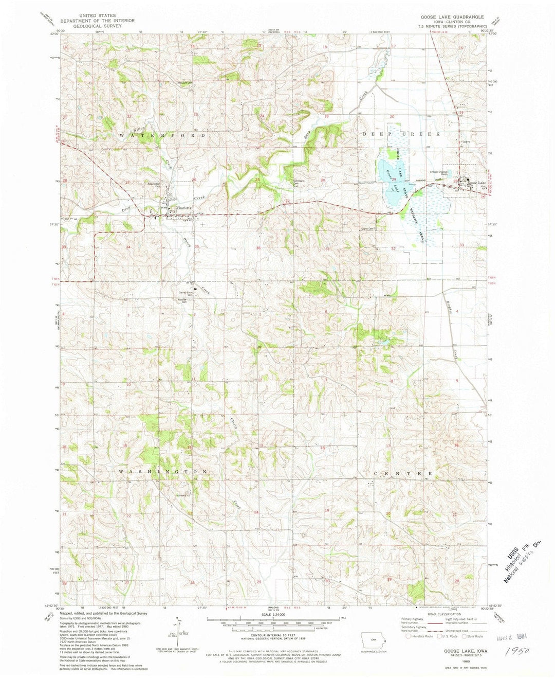 1980 Goose Lake, IA - Iowa - USGS Topographic Map