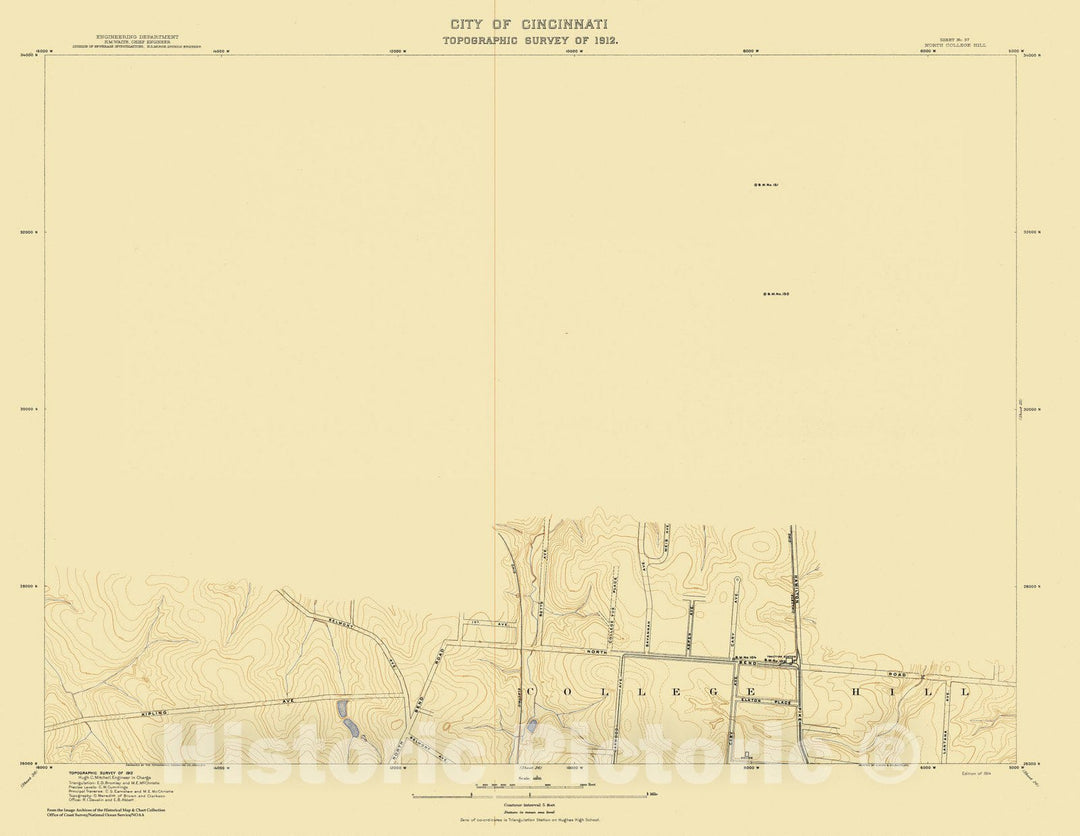 Historic Nautical Map - City Of Cincinnati, Sheet 37, 1912 NOAA Topographic - Vintage Wall Art