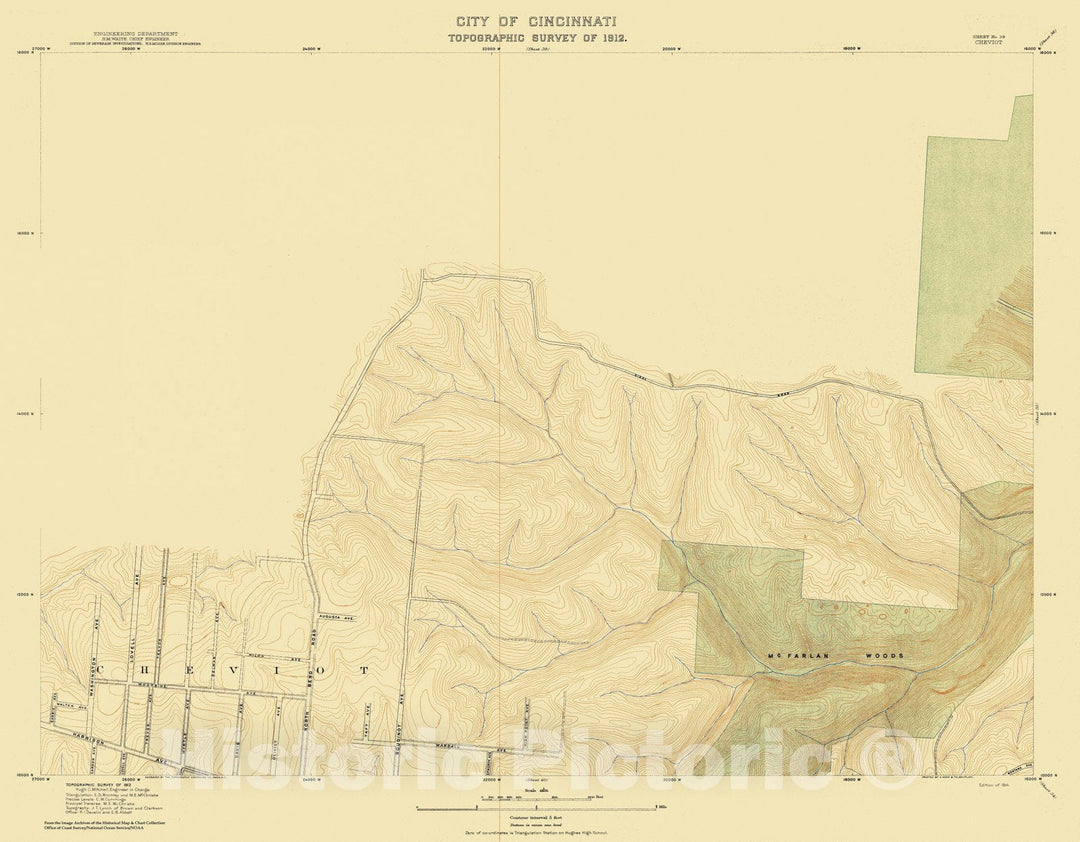 Historic Nautical Map - City Of Cincinnati, Sheet 39, 1912 NOAA Topographic - Vintage Wall Art