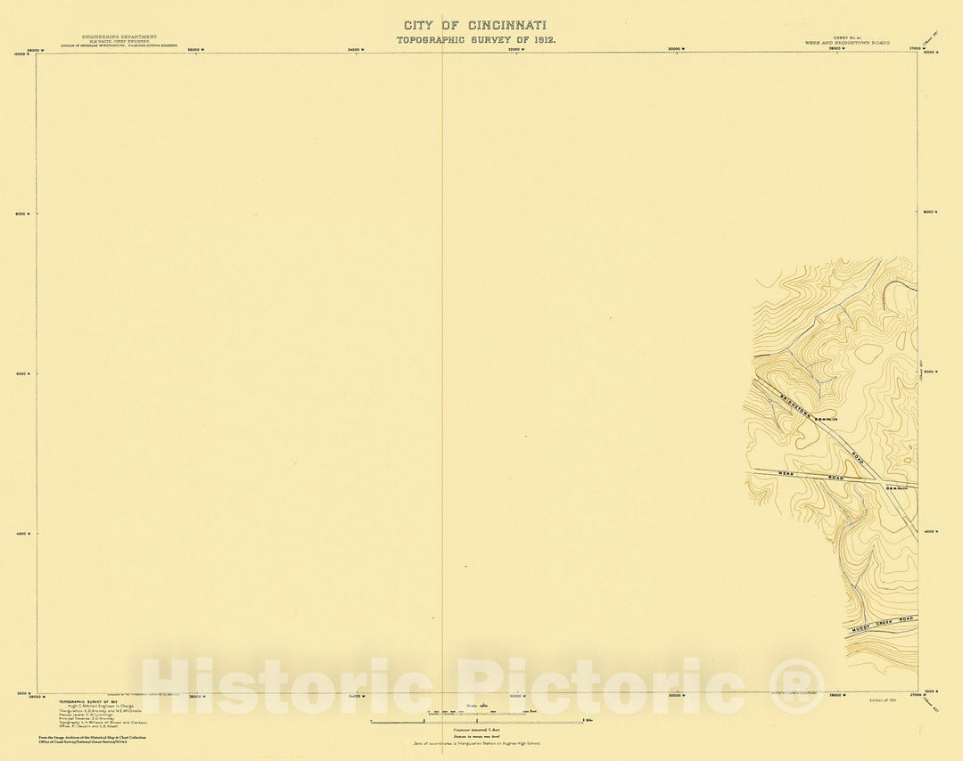 Historic Nautical Map - City Of Cincinnati, Sheet 41, 1912 NOAA Topographic - Vintage Wall Art