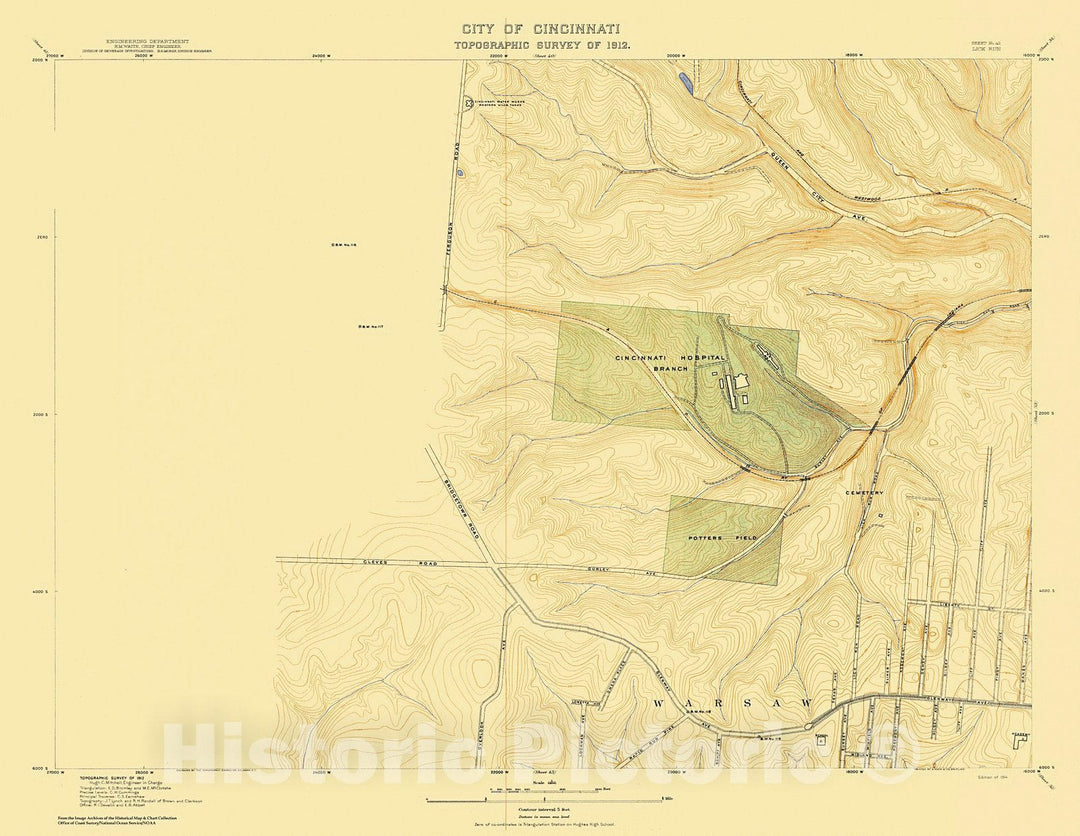 Historic Nautical Map - City Of Cincinnati, Sheet 42, 1912 NOAA Topographic - Vintage Wall Art