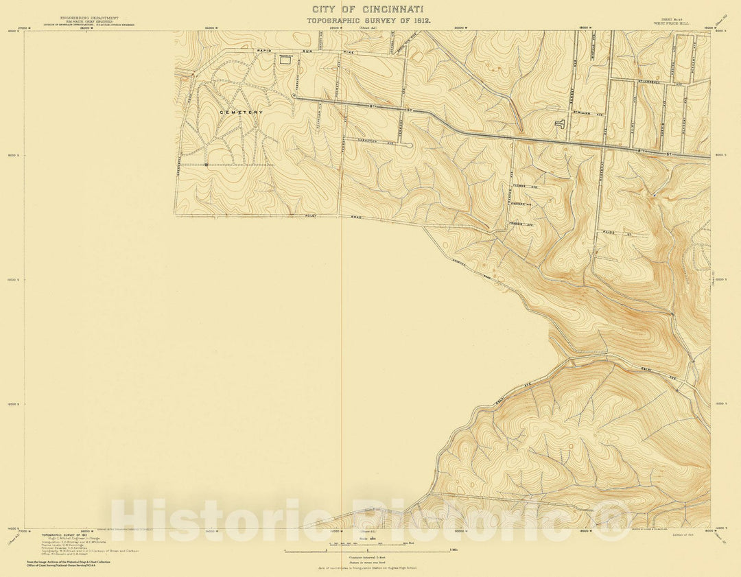 Historic Nautical Map - City Of Cincinnati, Sheet 43, 1912 NOAA Topographic - Vintage Wall Art