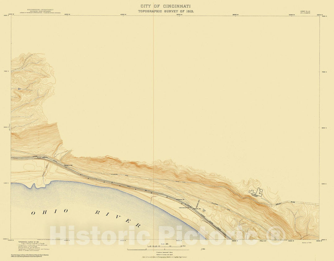 Historic Nautical Map - City Of Cincinnati, Sheet 46, 1912 NOAA Topographic - Vintage Wall Art