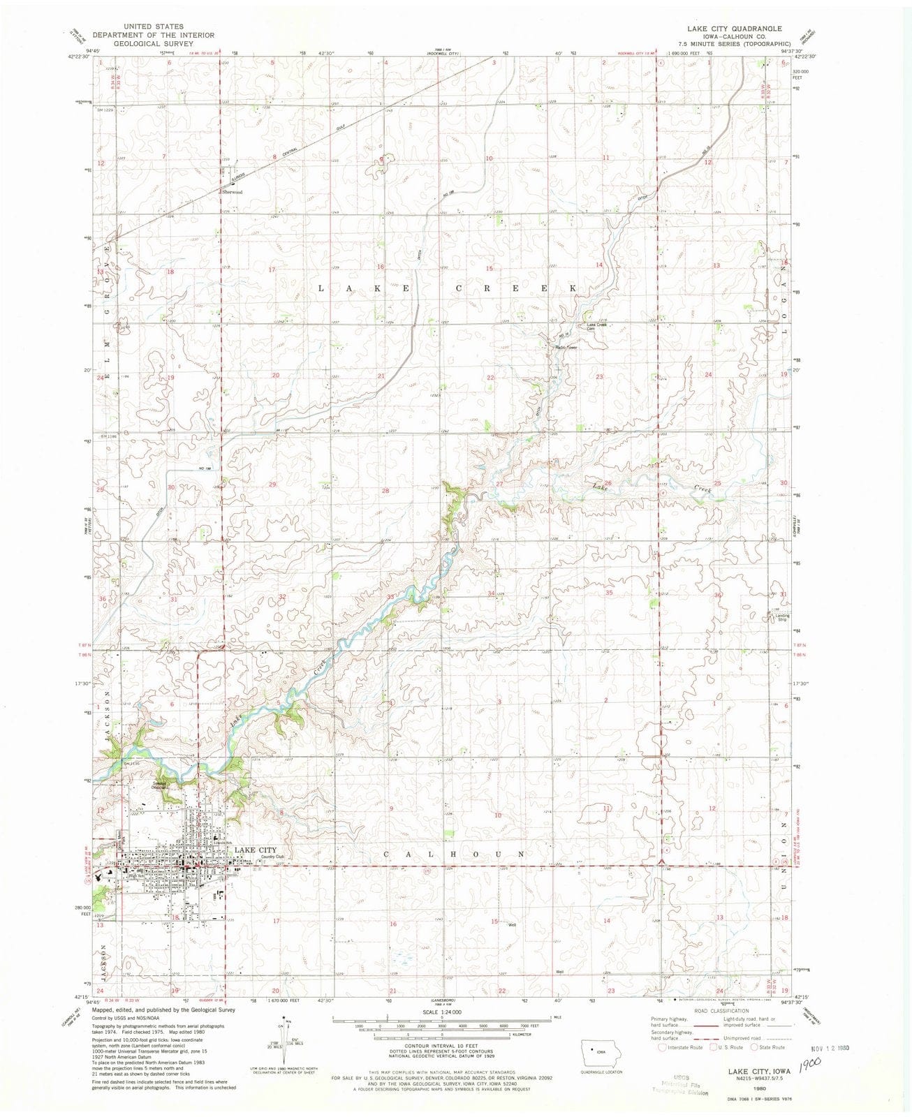 1980 Lake City, IA - Iowa - USGS Topographic Map